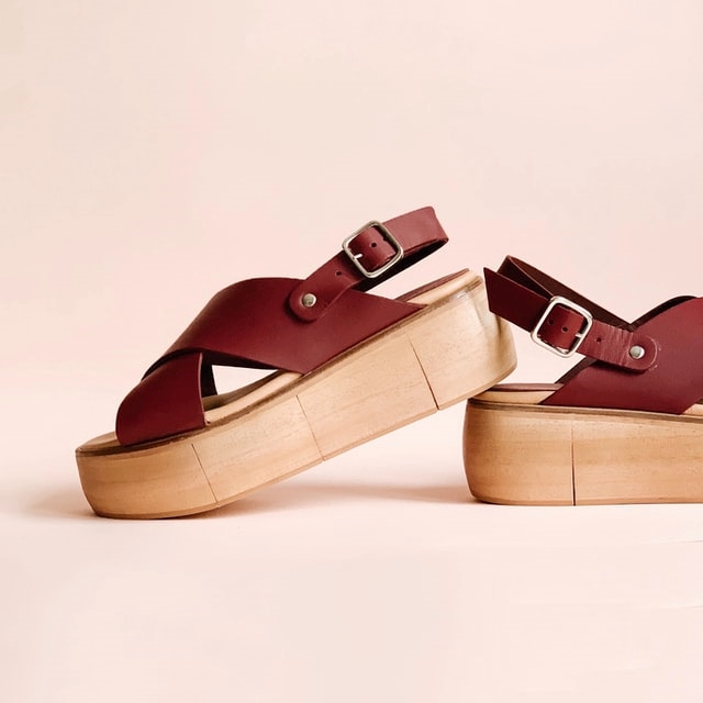 Maroon Platform Sandals
