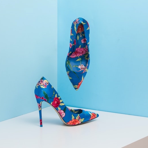 Blue Flower Pumps