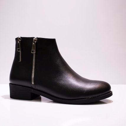 Black Leather Ankle Boots