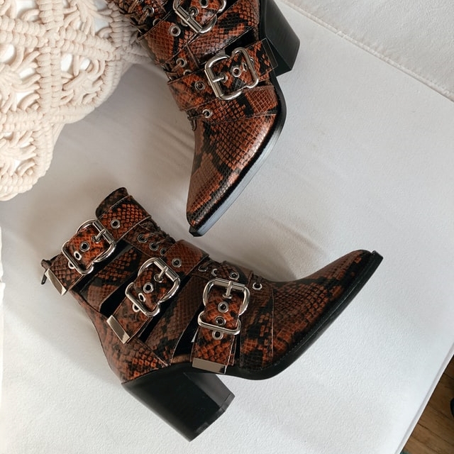 Brown Snake Print Boots